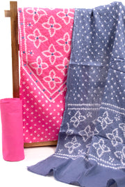 Pink Bandhani Mirror Work 3 - Piece Salwar Suit Material 10075487