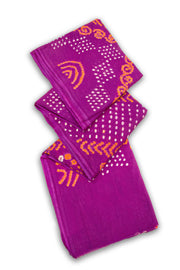 Purple Bandhani Mulmul Cotton Saree 10075489