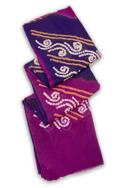 Purple Bandhani Mulmul Cotton Saree 10075490