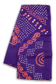 Purple Bandhani Mulmul Cotton Saree 10075491