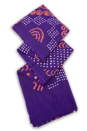 Purple Bandhani Mulmul Cotton Saree 10075491