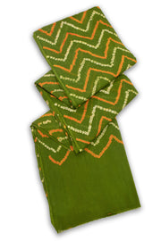 Green Bandhani Mulmul Cotton Saree 10075492