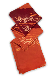 Orange Bandhani Mulmul Cotton Saree 10075494