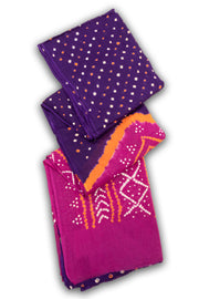 Purple Bandhani Mulmul Cotton Saree 10075498