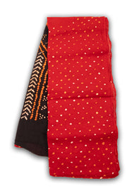 Red Bandhani Mulmul Cotton Saree 10075500