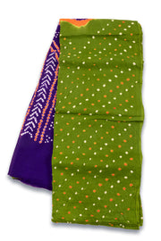 Green Bandhani Mulmul Cotton Saree 10075501