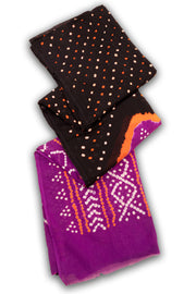 Black Bandhani Mulmul Cotton Saree 10075503