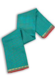 Teal Blue Kanjivaram Silk Saree with Checks Design 10075530