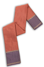 Kanjivaram Vegan Viscose Silk Saree Peach Color Block Design 10075555
