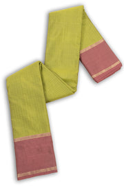 Kanjivaram Vegan Viscose Silk Saree Android Green Color Block Design 10075556