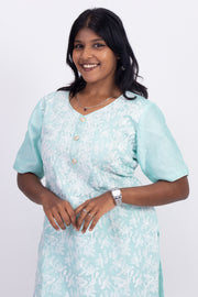 Blue Chikankari Embroidery Viscose Silk Co- ord Set 10076188