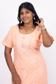 Peach Sequin Embroidery Viscose Silk Co- ord Set 10076193
