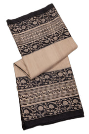 Beige Printed Tussar Silk Saree 10076297