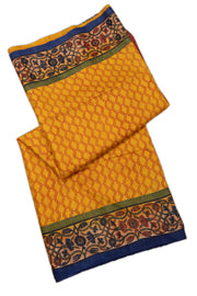 Yellow Printed Tussar Silk Saree 10076298