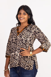 Black Batik Printed Rayon Kurti 10076411