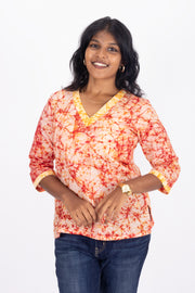 Red Batik Printed Rayon Kurti 10076416