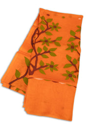 Orange Handloom Jamdani Muslin Silk Saree 10076442