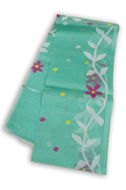 Green Handloom Jamdani Muslin Silk Saree 10076444