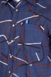 Blue Half Sleeve Ajrakh Printed Cotton Mens Shirt 10076825
