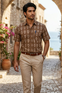 Brown Bagh Printed Full Sleeve Men's Cotton Shirt 10076854