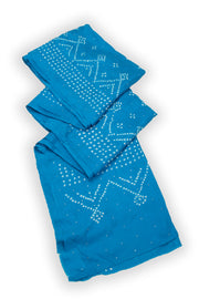 Peacock Blue Bandani Mulberry Silk Saree 10076903