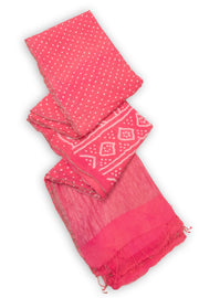 Pink Bandhani Khadi Cotton Saree 10076913