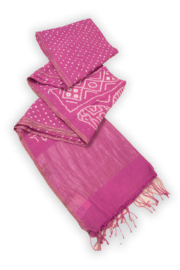 Pink Bandhani Khadi Cotton Saree 10076916