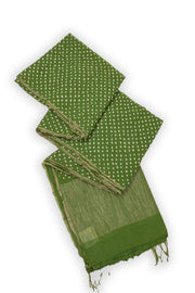 Mehendi Green Bandhani Khadi Cotton Saree 10076917