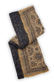 Brown Ajrakh Printed Kota Silk Cotton Saree Without Blouse 10076918
