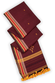 Maroon Handloom Bhujodi Cotton Saree 10076927