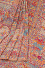 Cream Handloom Kashmiri Kani Silk Saree 10076932
