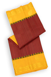 Red Gadwal Kuttu Silk Saree With Temple Border 10077047
