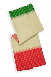 Pista Green Gadwal Kuttu Silk Saree With Temple Border 10077049