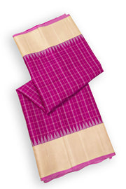 Magenta Gadwal Kuttu Silk Saree With Temple Border 10077051