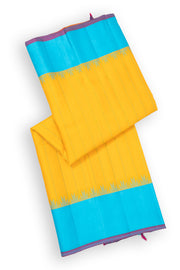 Lime Yellow Gadwal Kuttu Silk Saree With Temple Border 10077052