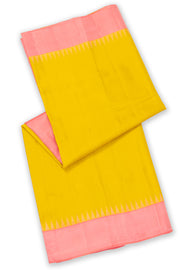 Yellow Gadwal Kuttu Silk Saree With Temple Border 10077053