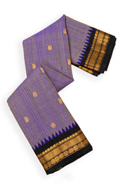 Purple Handloom Kuttu Gadwal Cotton Saree With Silk Zari Border 10077073