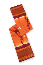 Orange Handcrafted Sungudi Cotton Saree Without Blouse 10077117