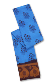 Blue Handcrafted Sungudi Cotton Saree With Paisley Border 10077129