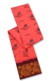 Pink Handcrafted Sungudi Cotton With Peacock Border Saree 10077130