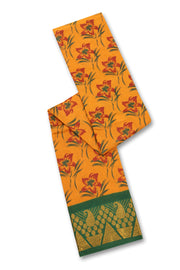 Yellow Handcrafted Sungudi Cotton Saree 10077131