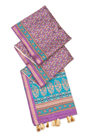 Grape Purple Printed Semi Tussar Silk Saree 10077220