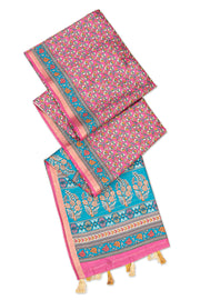 Pink Printed Semi Tussar Silk Saree 10077221