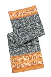 Dark Grey Printed Semi Tussar Silk Saree 10077231