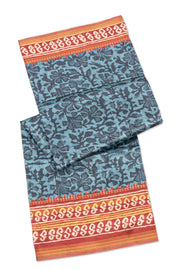 Aqua Blue Printed Semi Tussar Silk Saree 10077232