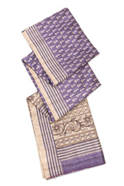 Lavender Printed Semi Tussar Silk Saree 10077237