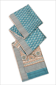 Aqua Sea Blue Printed Semi Tussar Silk Saree 10077241