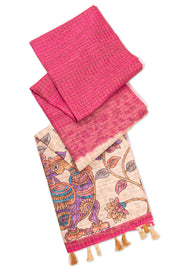 Pink Printed Semi Tussar Silk Saree 10077242