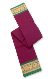 Dark Magenta Handloom Chettinad Cotton Saree 10077289