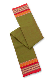 Olive Green Handloom Chettinad Cotton Saree 10077292